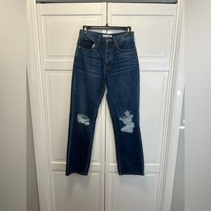 KanCan Straight Leg Button Fly Distressed Jean Size 25 Color Blue